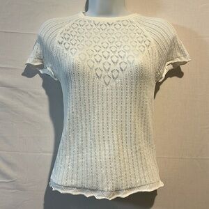 zara crochet white short sleeve top